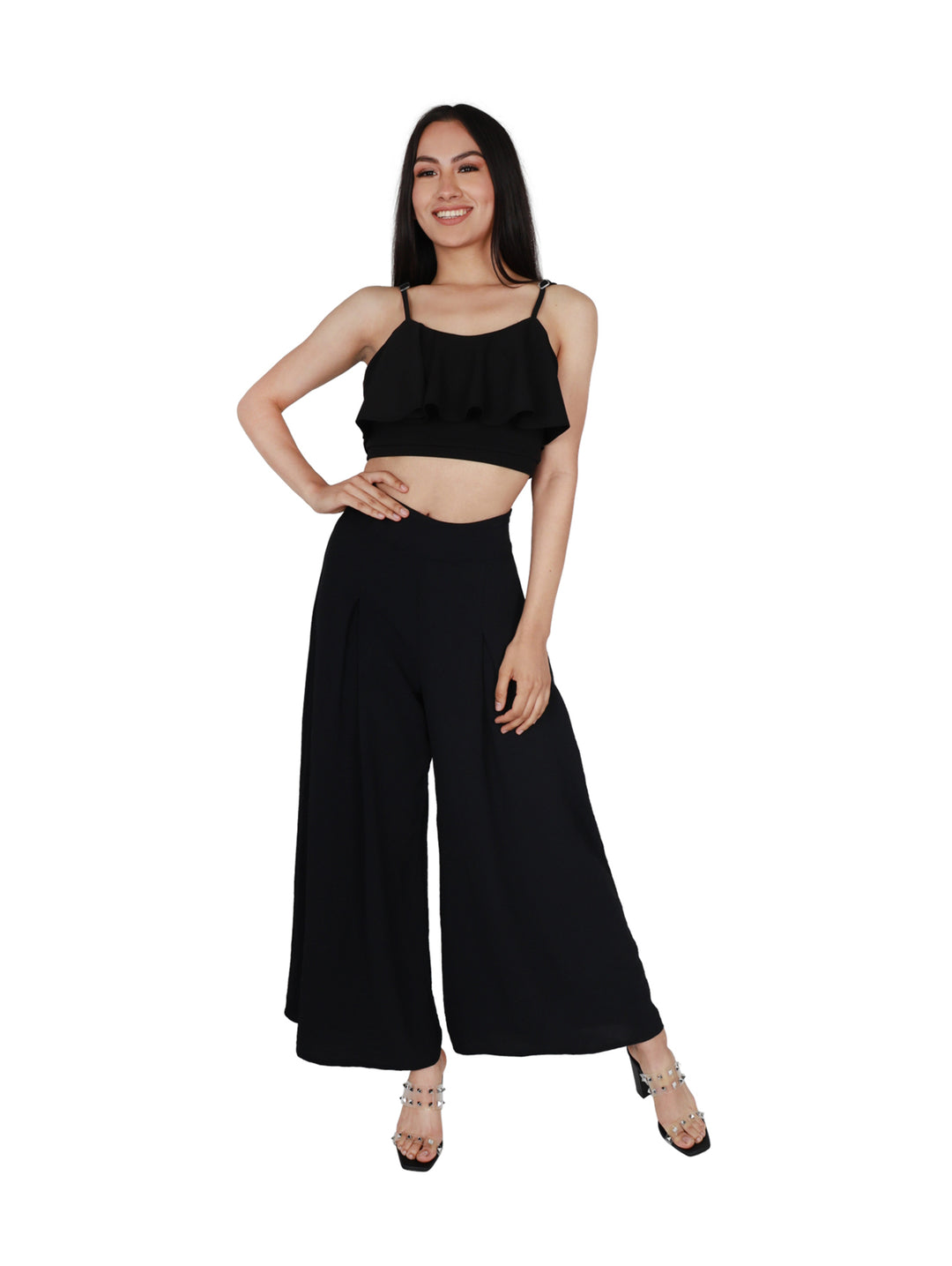 Pantalón Ancho Juliana Favela Negro para Mujer