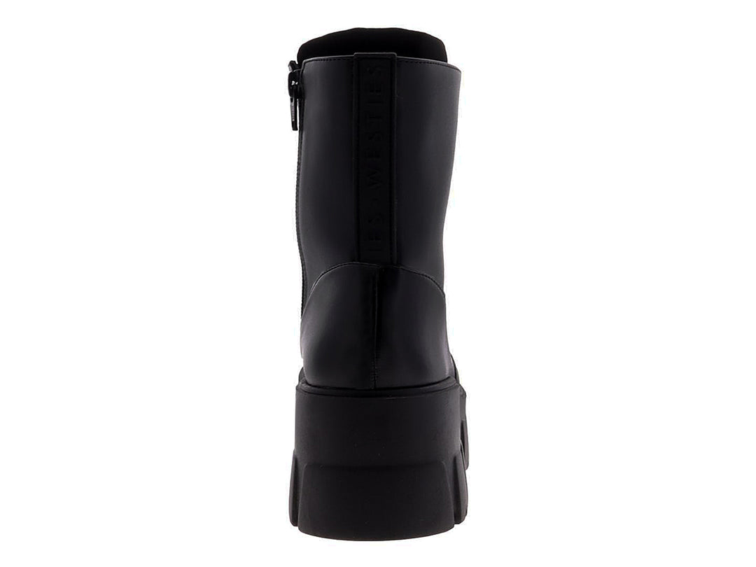 Bota negra de plataforma con suela track y agujetas para mujer, marca Westies.