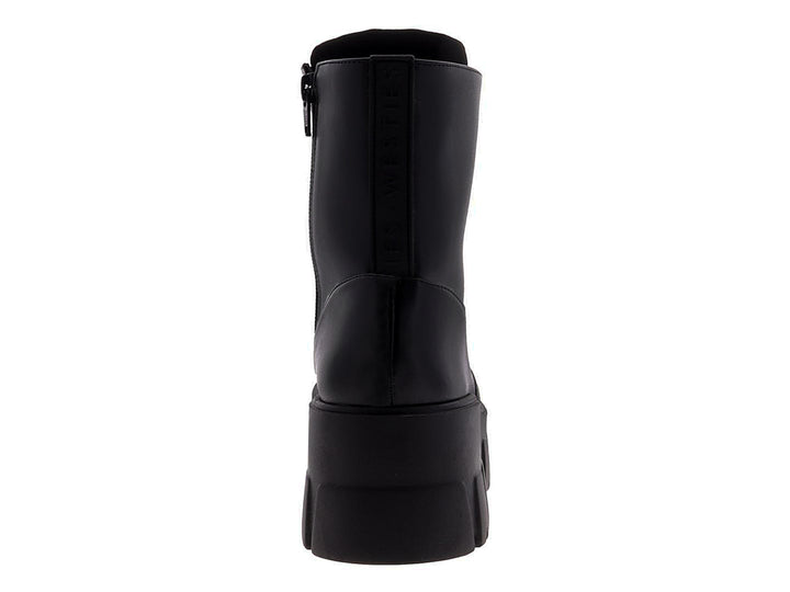 Bota negra de plataforma con suela track y agujetas para mujer, marca Westies.