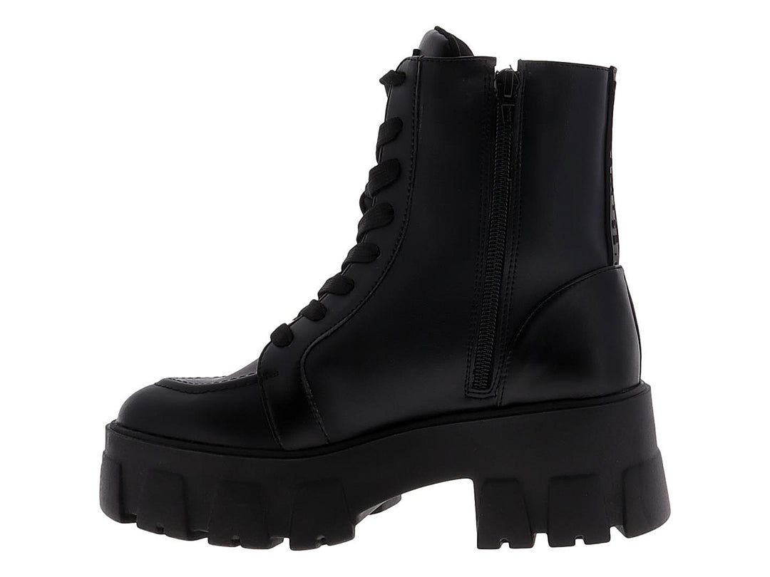 Bota negra de plataforma con suela track y agujetas para mujer, marca Westies.