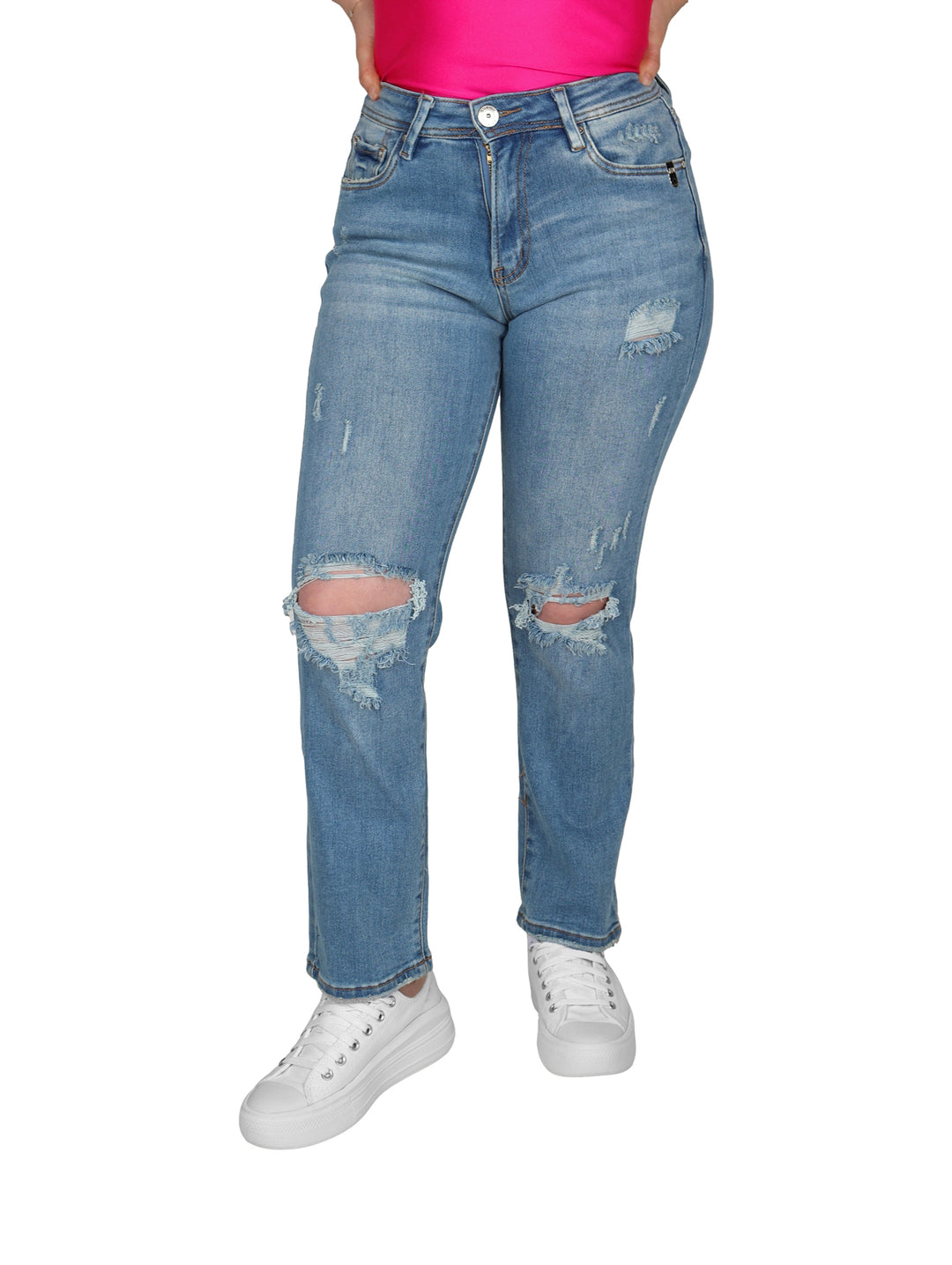 Jeans NYD Destruction Color Stone Claro para Mujer