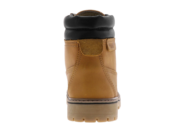 Botas Jeep Fleetvan para hombre en color miel con cuello negro y suela gruesa.