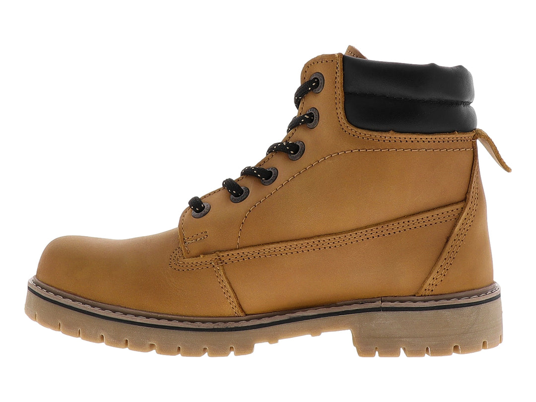 Botas Jeep Fleetvan para hombre en color miel con cuello negro y suela gruesa.