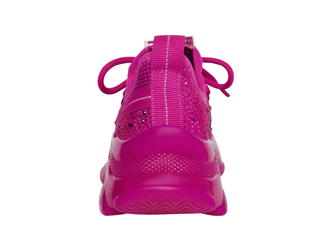 Tenis deportivos Steve Madden Jmaxim en color magenta con suela de plataforma y acabado tejido.
