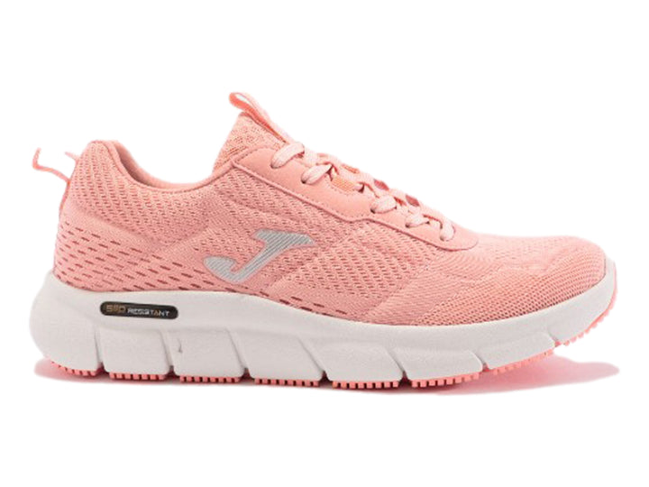 Tenis deportivos Joma color rosa con suela blanca para mujer.