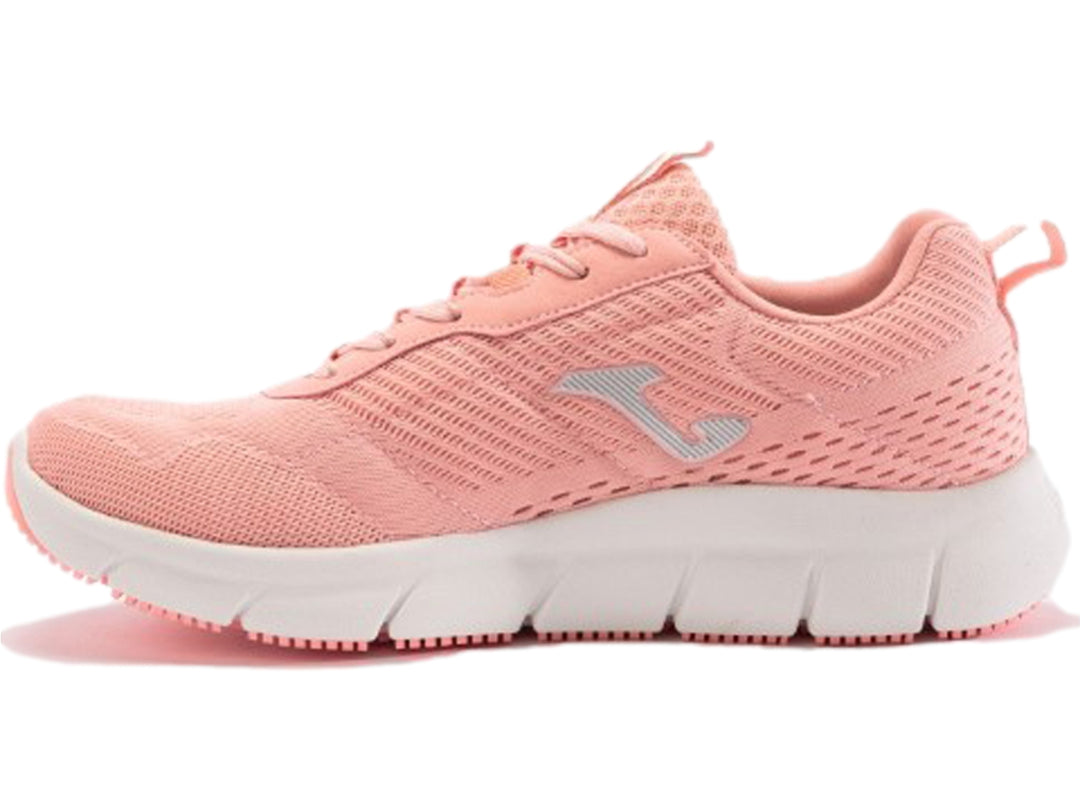 Tenis deportivos Joma color rosa con suela blanca para mujer.