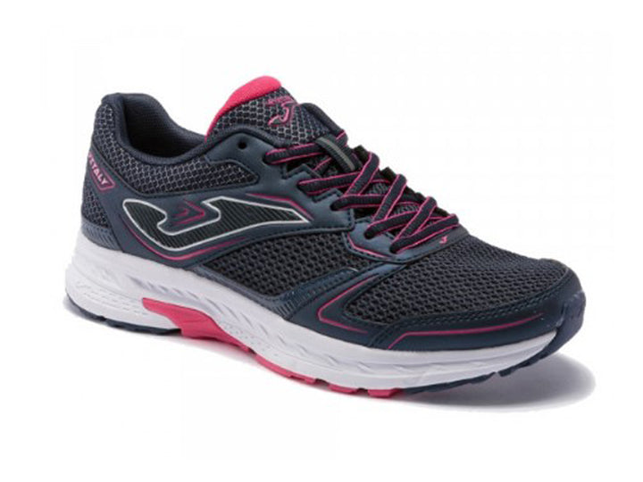 Tenis deportivos Joma Vitaly para mujer en color azul marino con detalles fucsia y suela blanca.