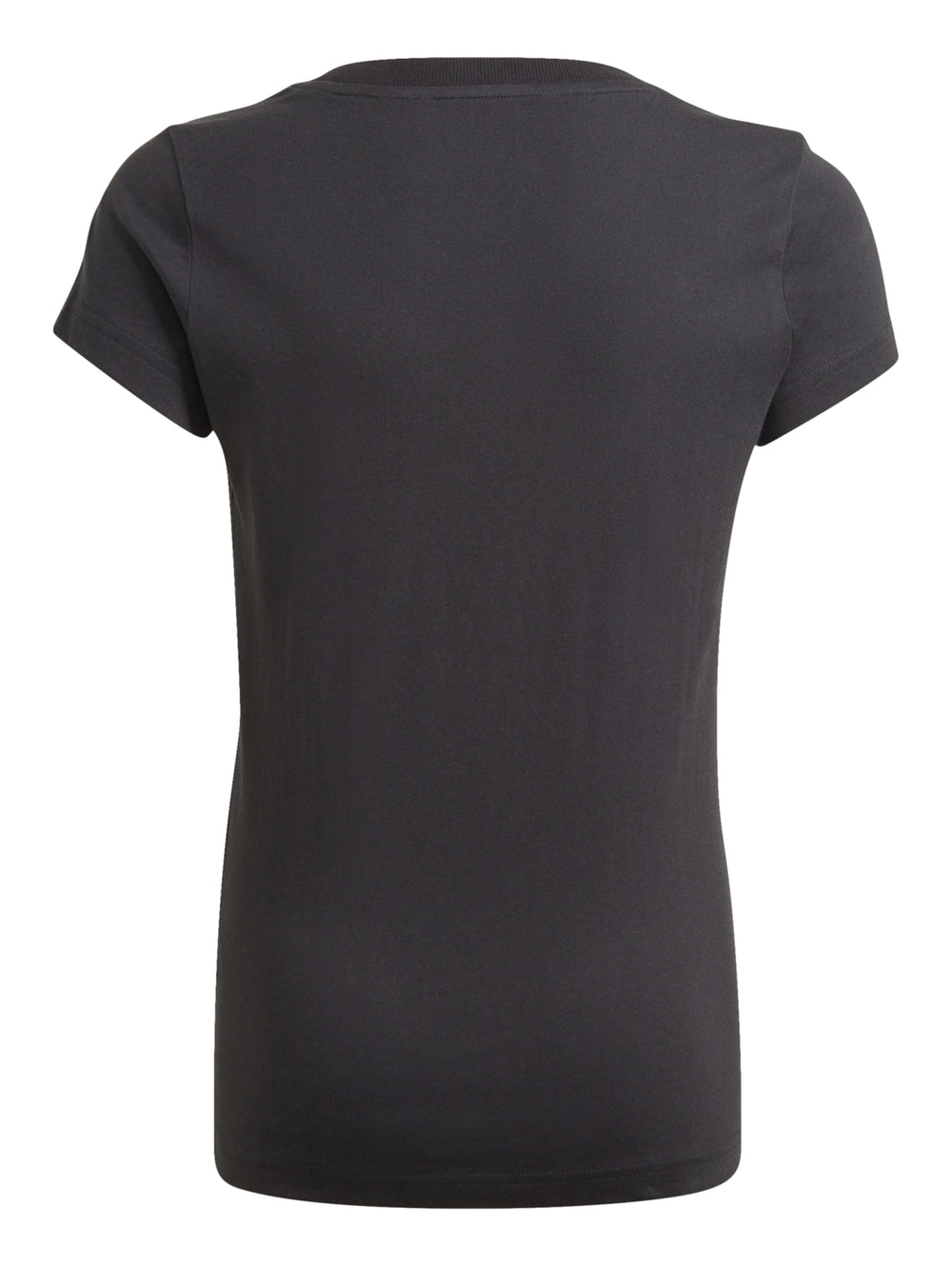 Camiseta deportiva Adidas de color negro con logotipo blanco en el pecho y cuello redondo.