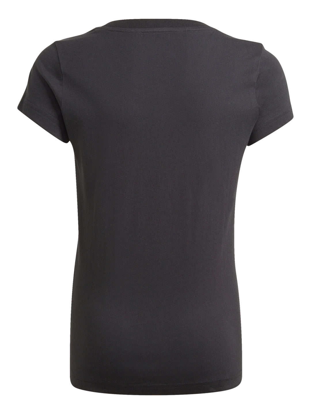 Camiseta deportiva Adidas de color negro con logotipo blanco en el pecho y cuello redondo.