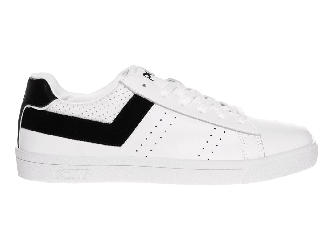 Tenis PONY modelo Italian Top Star en color blanco con franja lateral negra y suela blanca.
