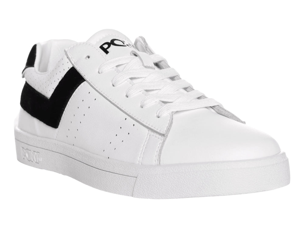 Tenis PONY modelo Italian Top Star en color blanco con franja lateral negra y suela blanca.