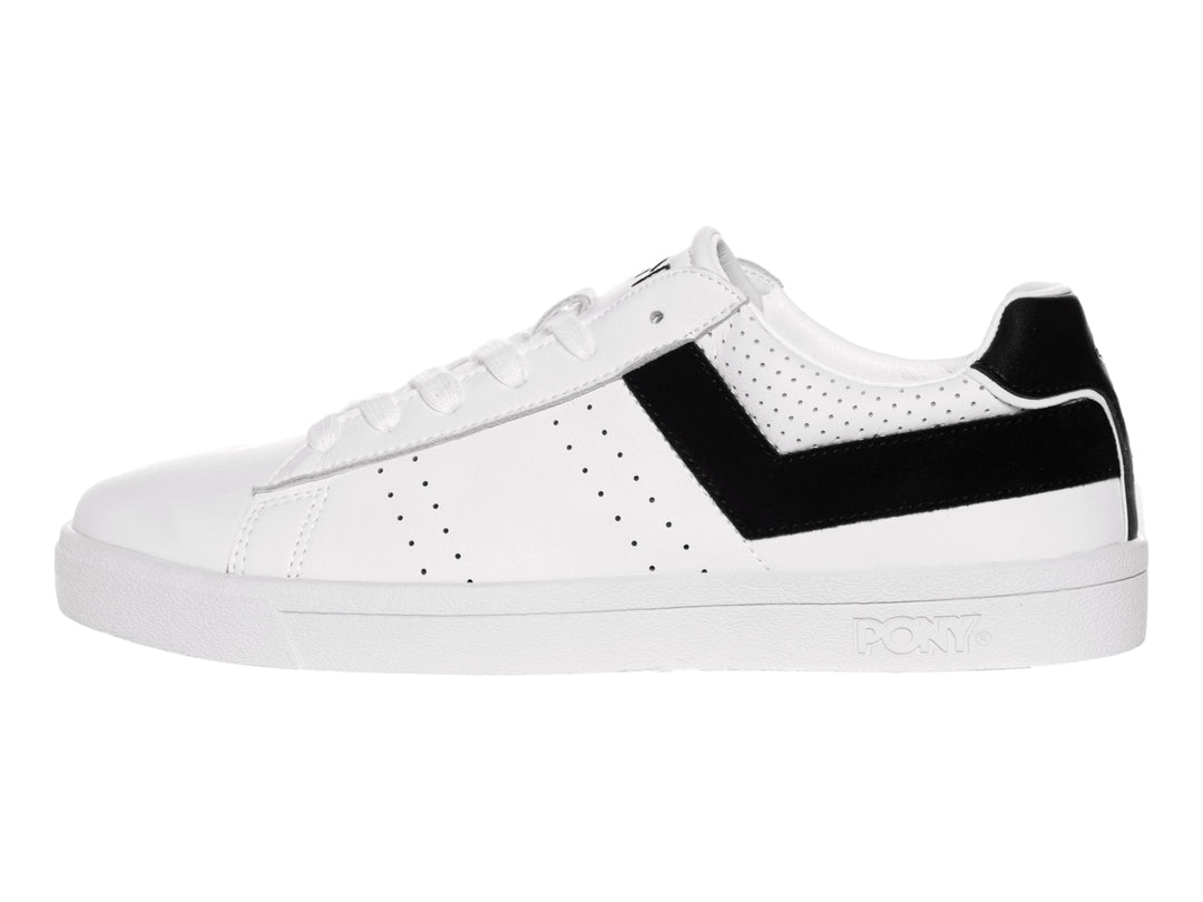 Tenis PONY modelo Italian Top Star en color blanco con franja lateral negra y suela blanca.