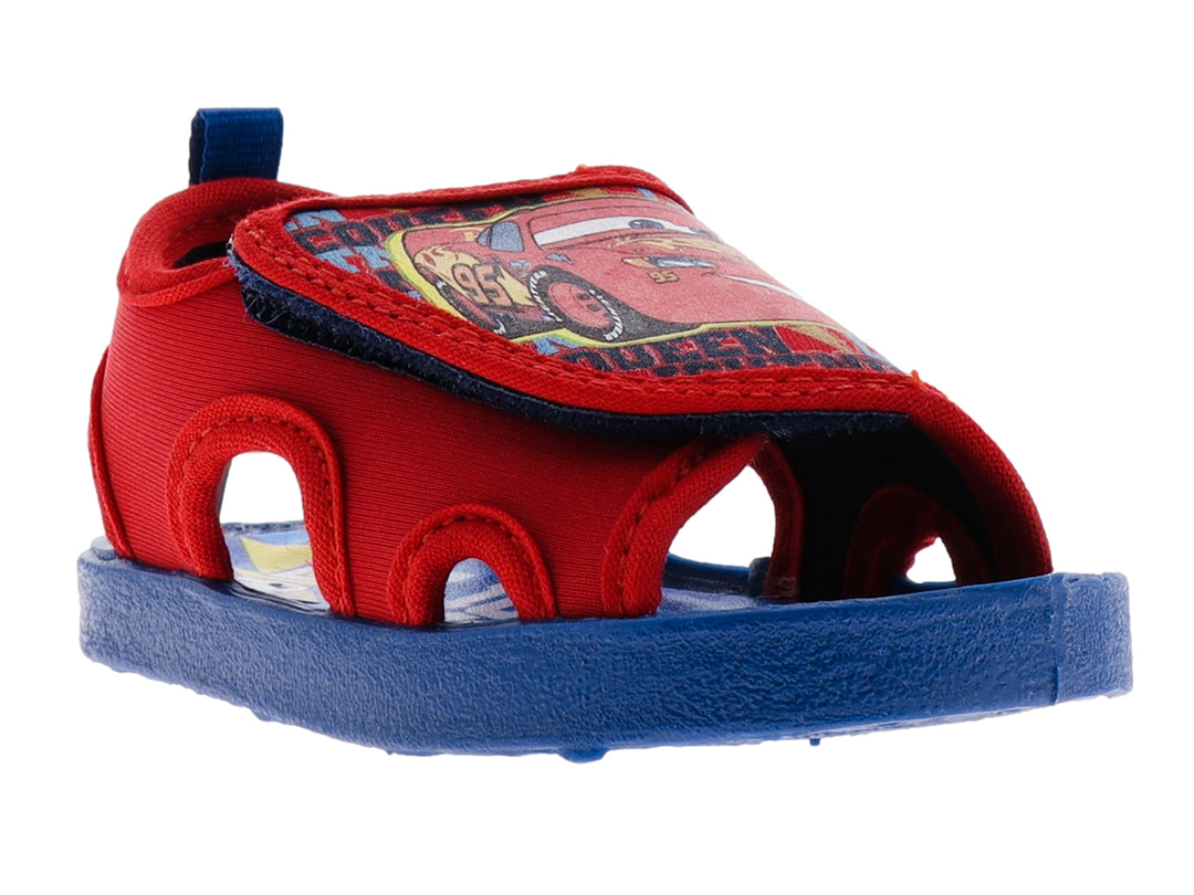 Sandalia para bebé en color rojo y azul con estampado de Rayo McQueen.