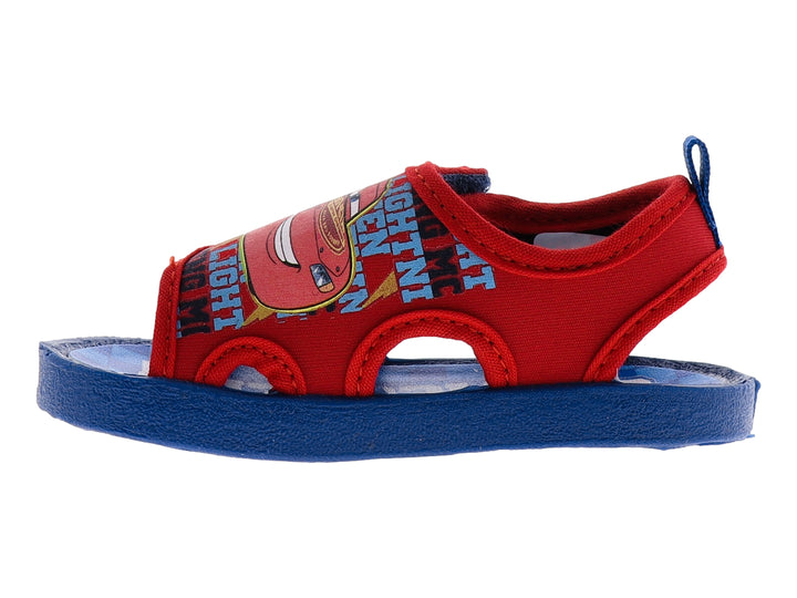 Sandalia para bebé en color rojo y azul con estampado de Rayo McQueen.