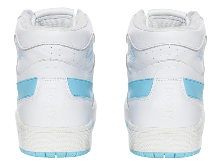 Tenis PONY City Wings HI color blanco con detalles y suela en azul claro.