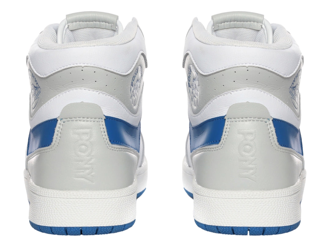 Tenis PONY City Wings HI de corte alto en colores blanco, gris y azul.