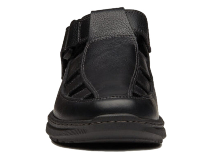 Zapato sandalia Dockers color negro de cuero con aberturas laterales y frontales.