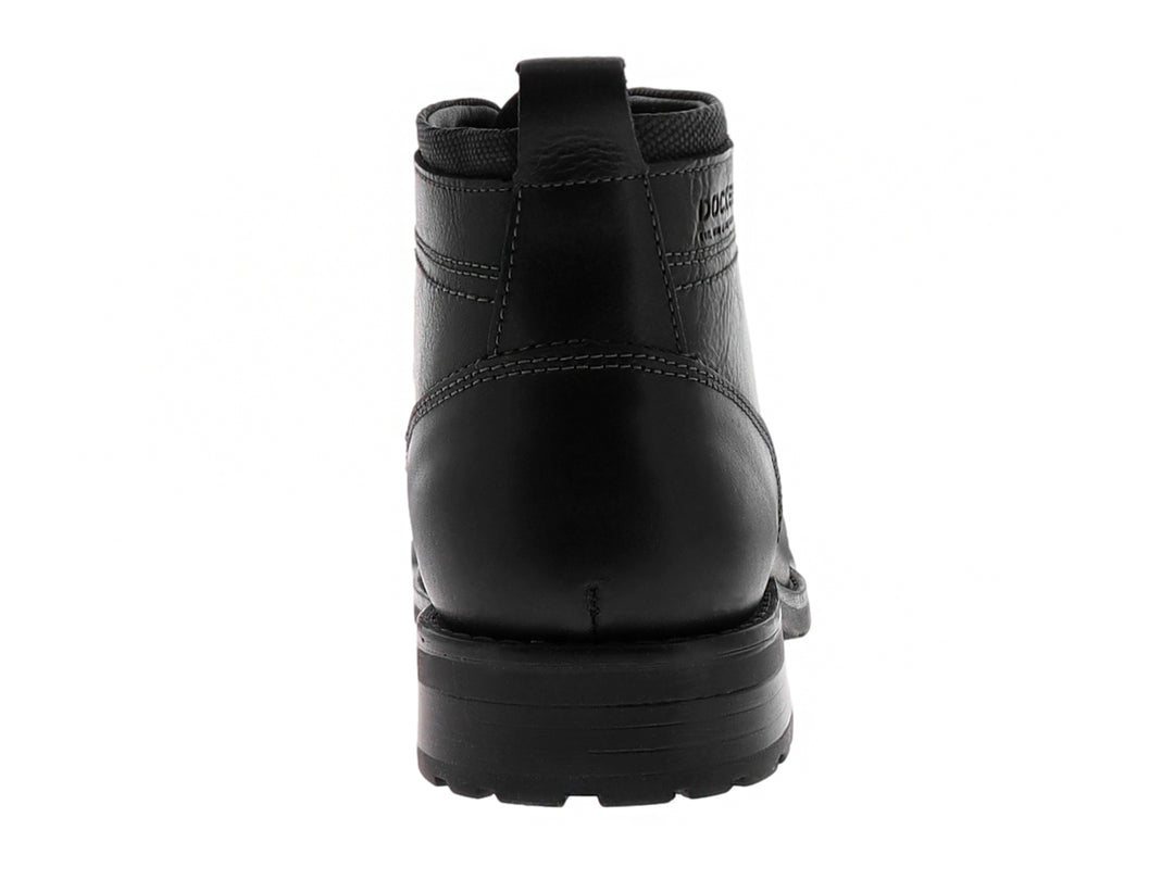 Bota casual de cuero color negro con cordones y suela negra.
