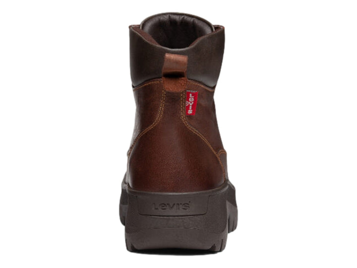 Bota casual de color marrón con cordones y suela gruesa dentada.