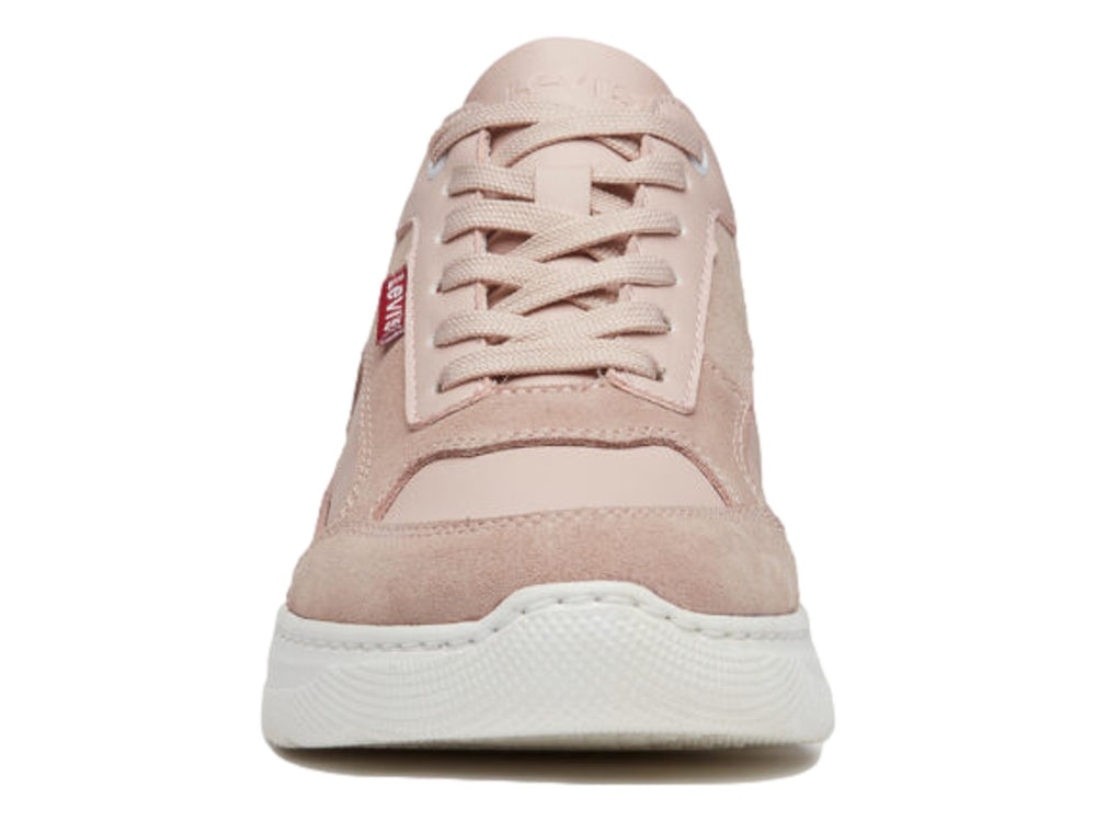 Tenis Levi's color rosa con suela blanca y agujetas del mismo tono.