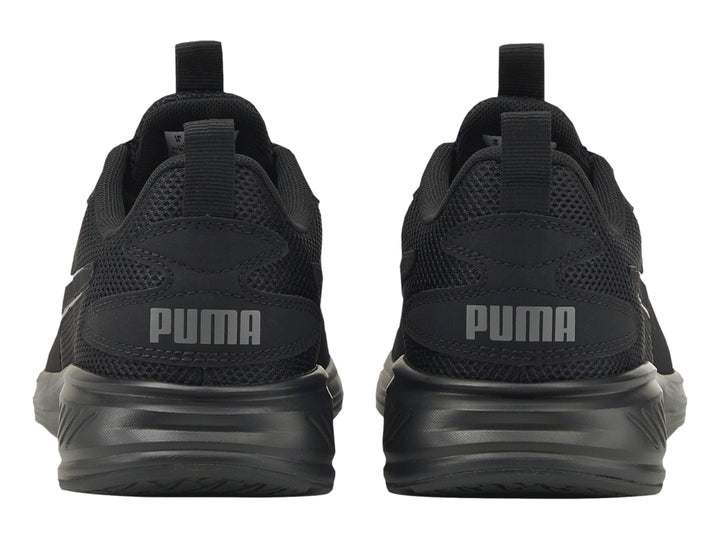 Tenis deportivos PUMA color negro completo con malla transpirable y suela cómoda.