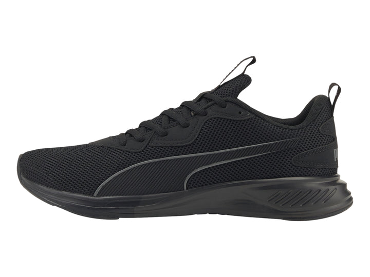 Tenis deportivos PUMA color negro completo con malla transpirable y suela cómoda.
