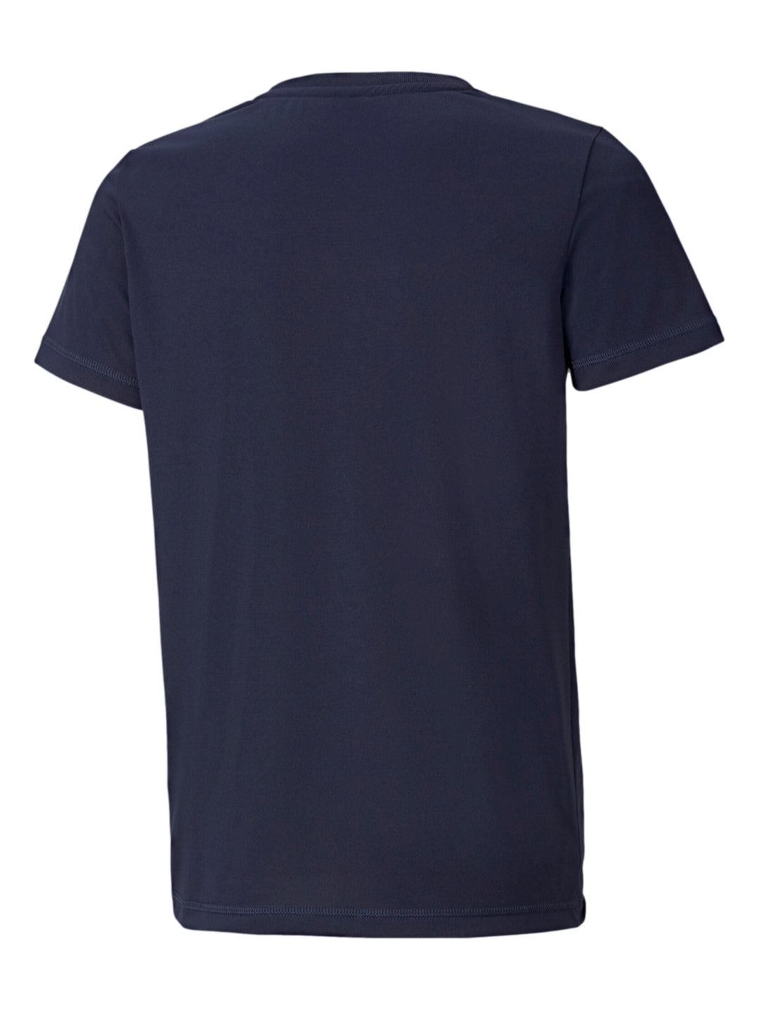 Camiseta deportiva PUMA de color azul marino con logo blanco pequeño en el pecho.