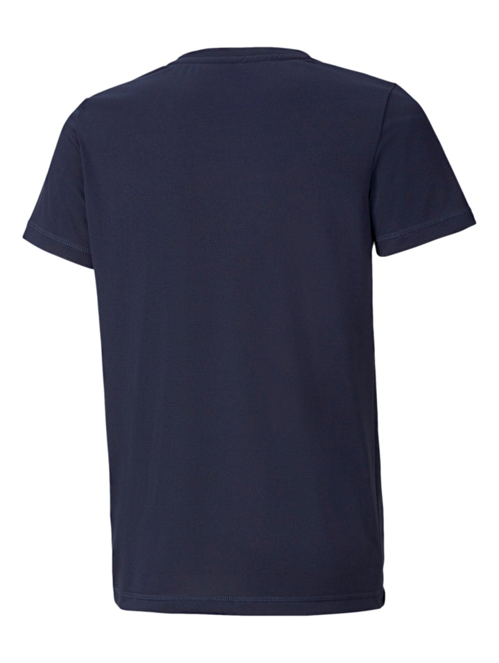 Camiseta deportiva PUMA de color azul marino con logo blanco pequeño en el pecho.