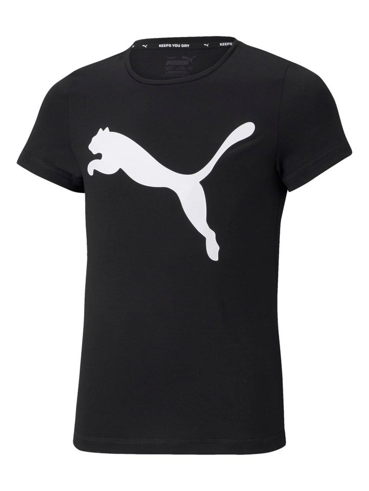 Playera deportiva PUMA color negro con logotipo del puma en color blanco en el pecho.