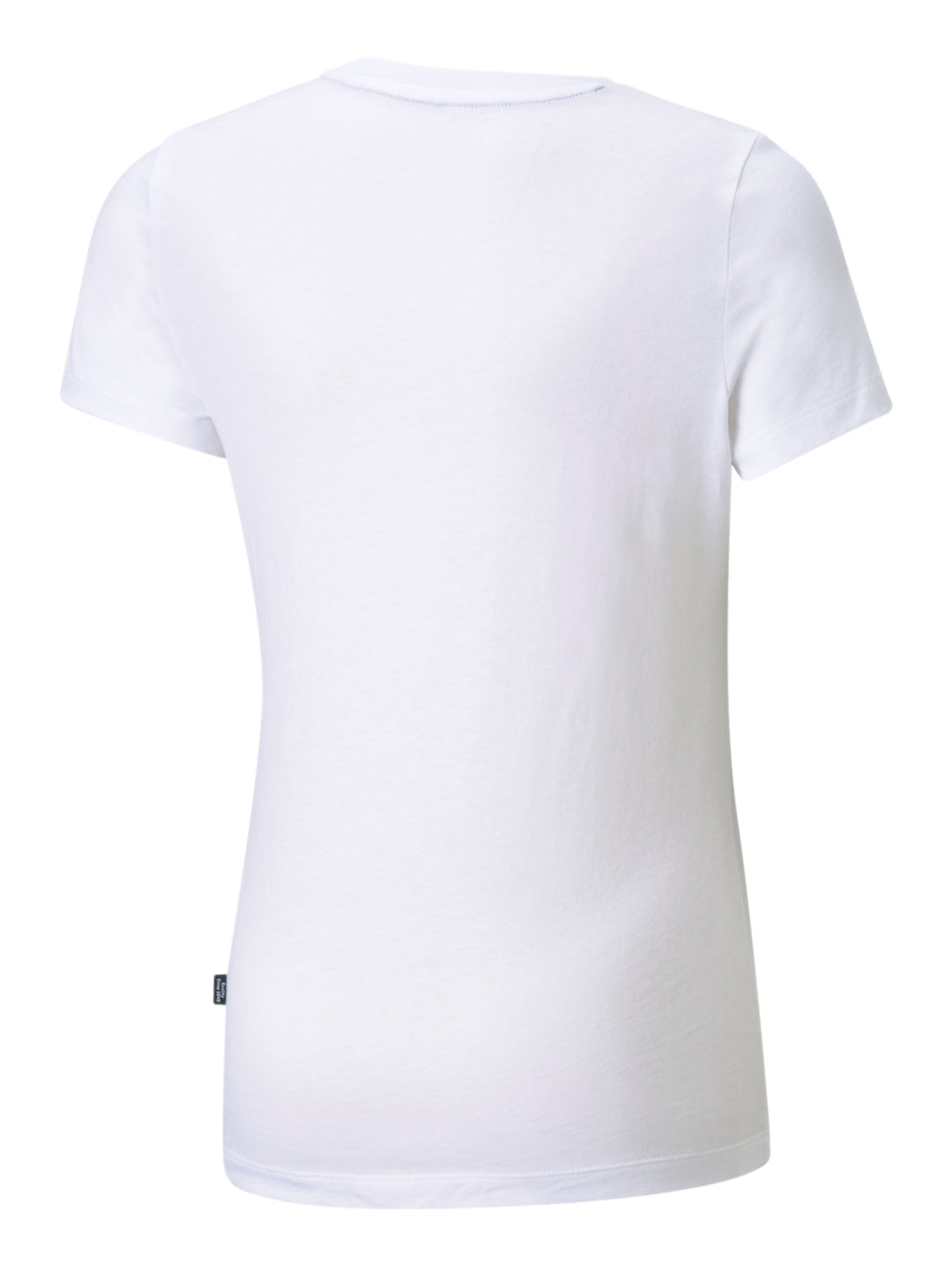 Camiseta deportiva PUMA de color blanco con logotipo frontal en color gris oscuro.