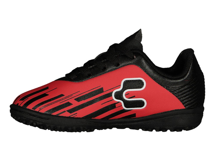 Calzado de fútbol Charly en color rojo con detalles y suela negra.