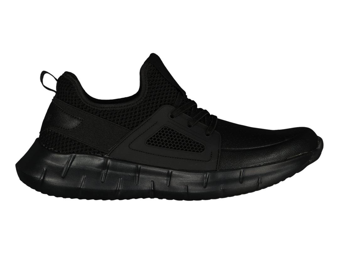 Tenis deportivos Charly color negro con detalles de malla y suela robusta.
