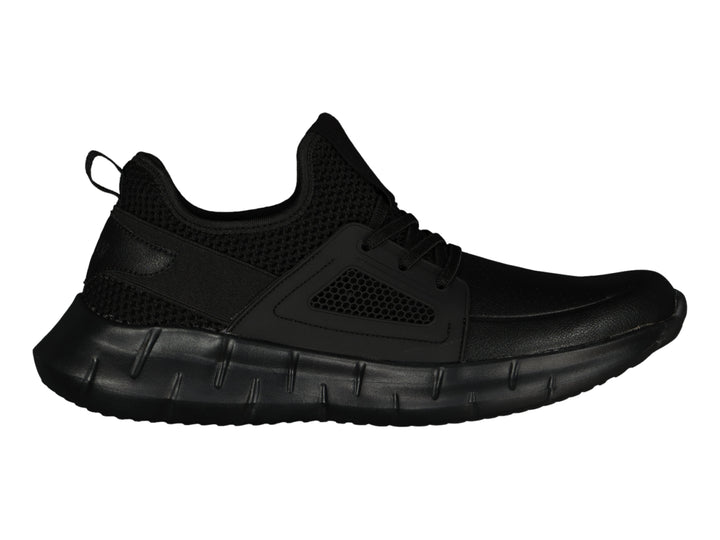 Tenis deportivos Charly color negro con detalles de malla y suela robusta.