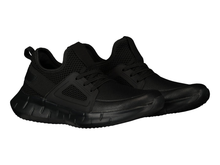Tenis deportivos Charly color negro con detalles de malla y suela robusta.