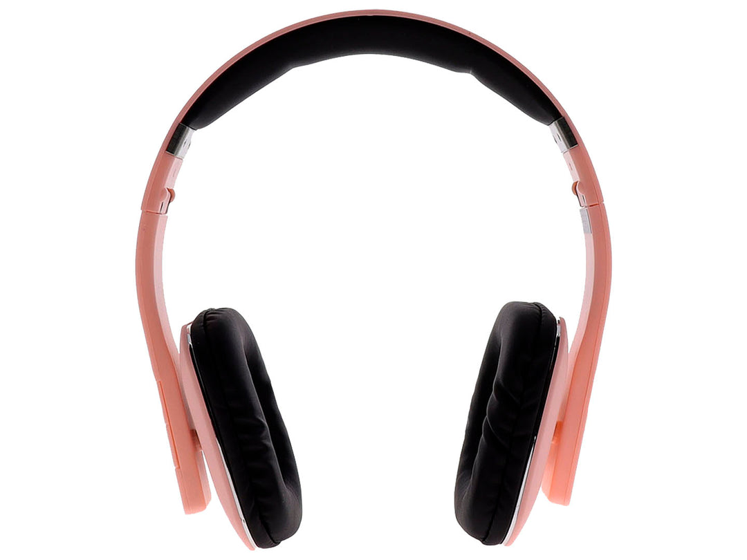 Audífonos de diadema inalámbricos Select Sound en color rosa con almohadillas negras.