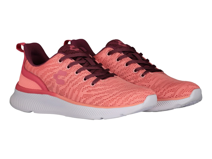 Tenis deportivos Charly color rosa con suela blanca y detalles en guinda.