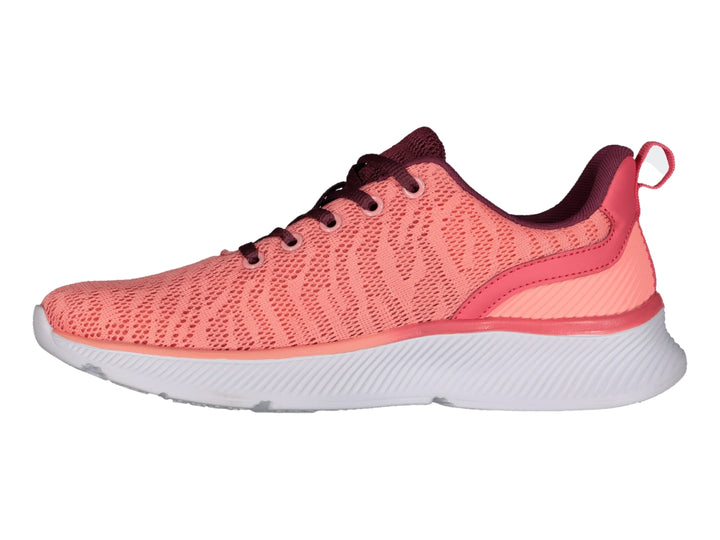 Tenis deportivos Charly color rosa con suela blanca y detalles en guinda.