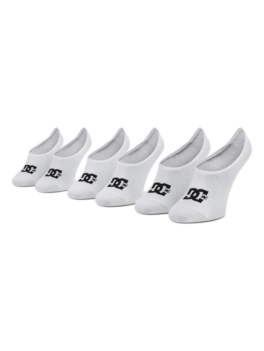 Pack de calcetines cortos tipo liner color blanco con logo de DC Shoes en la parte frontal.