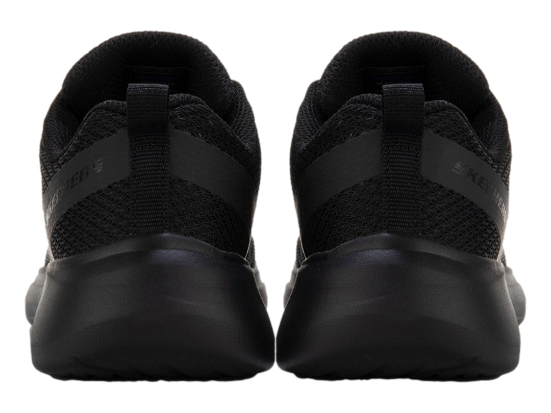 Zapato deportivo Skechers para niño en color negro total con acabado en malla.