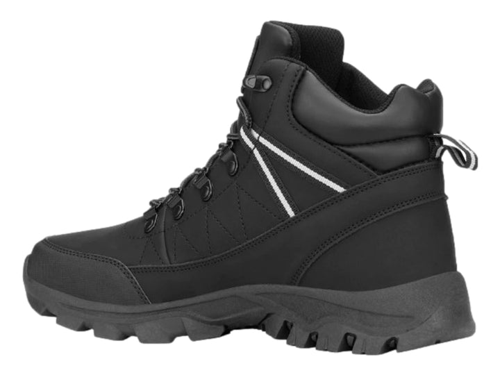 Bota deportiva K-Swiss de color negro con detalles en blanco y suela robusta.