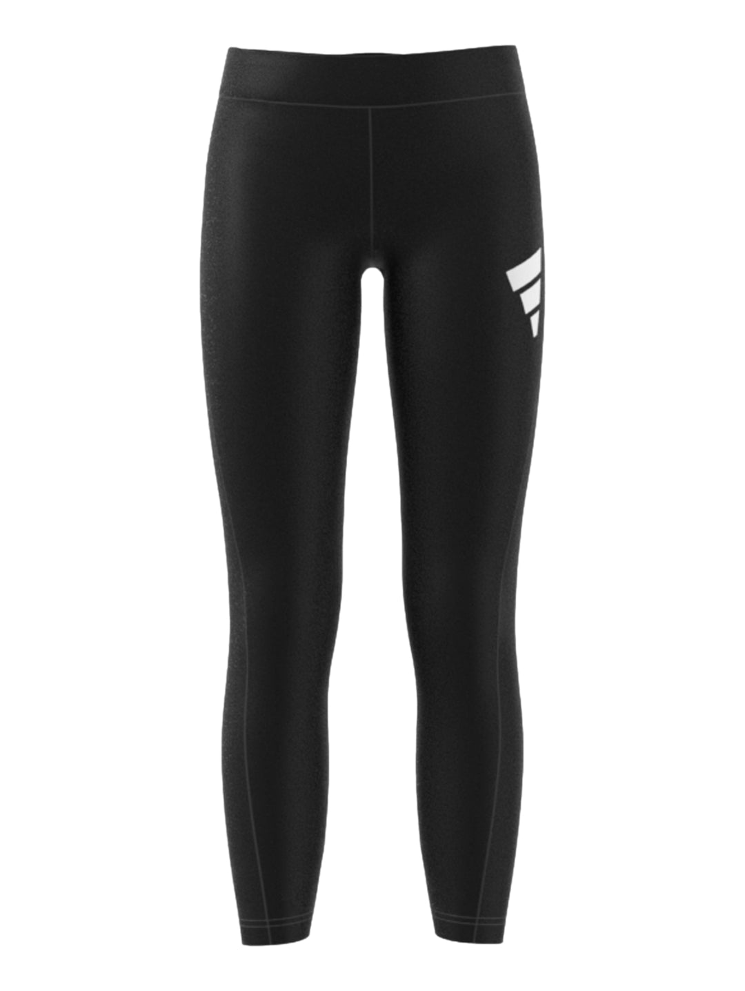 Leggings deportivos Adidas en color negro con detalle de tres franjas blancas laterales.