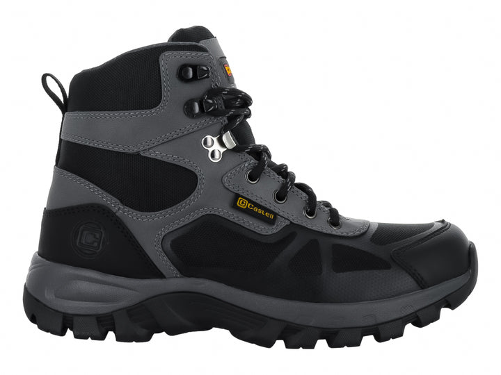 Bota deportiva Omar Castell en color negro y gris con suela robusta y cierre de cordones.