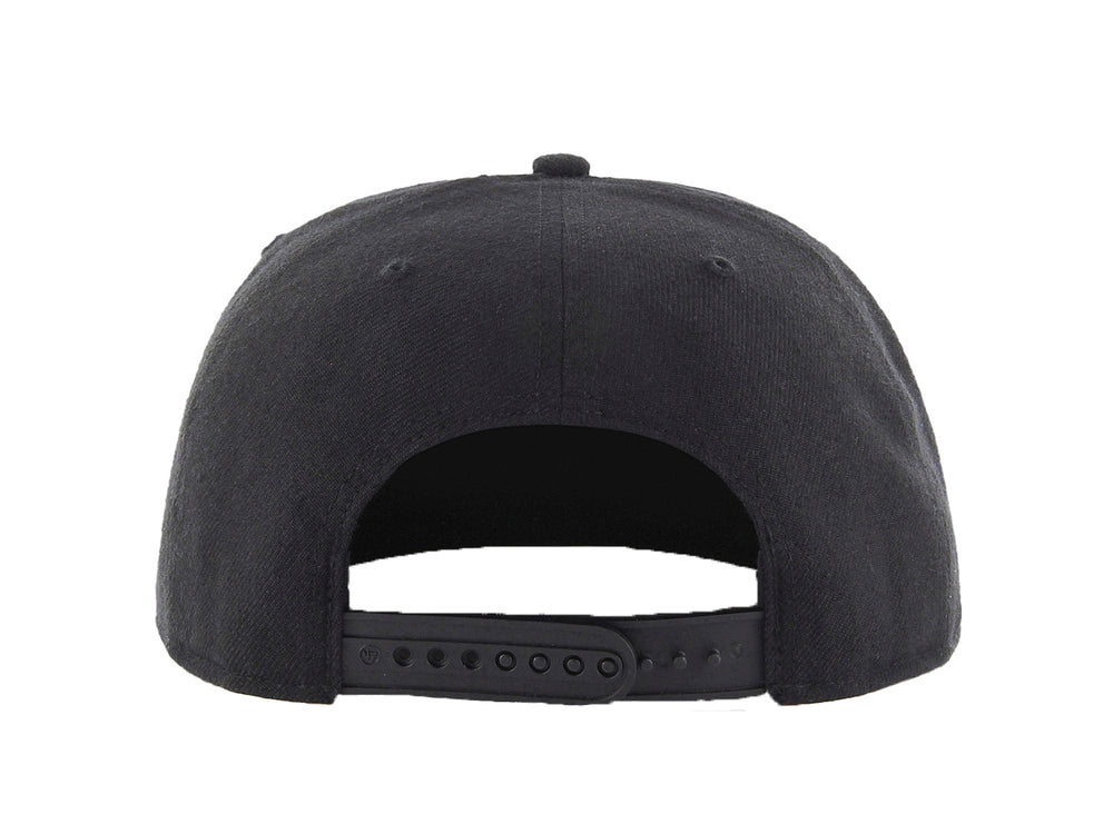 Gorra de béisbol negra de 47 Brand con logotipo blanco de los Dodgers de Los Ángeles y visera plana.