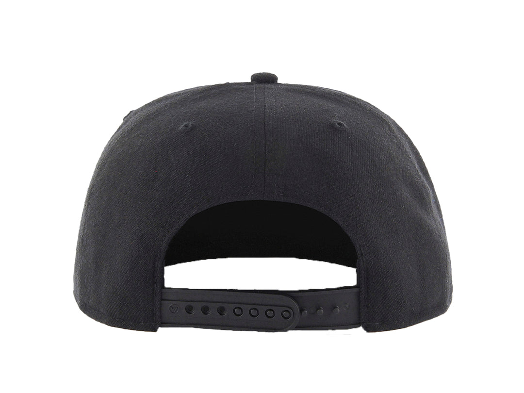 Gorra de béisbol negra de 47 Brand con logotipo blanco de los Dodgers de Los Ángeles y visera plana.