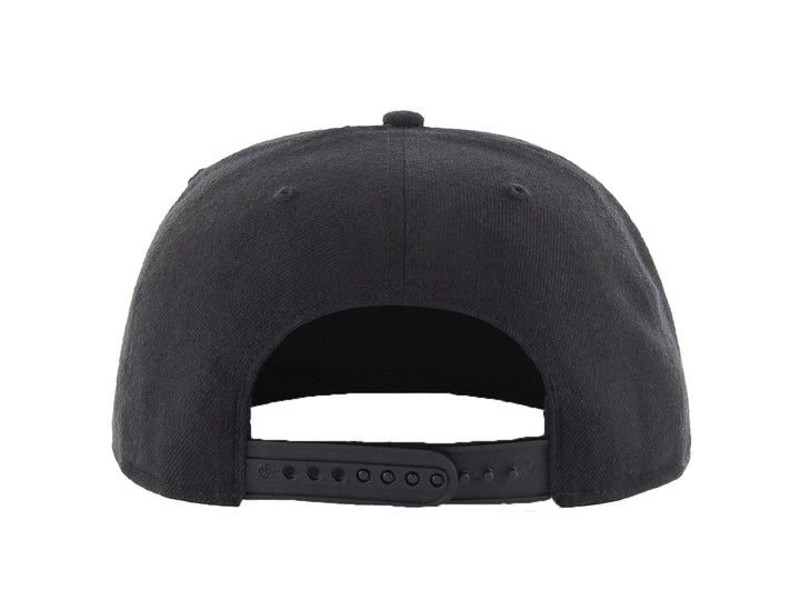 Gorra de béisbol negra de 47 Brand con logotipo blanco de los Dodgers de Los Ángeles y visera plana.