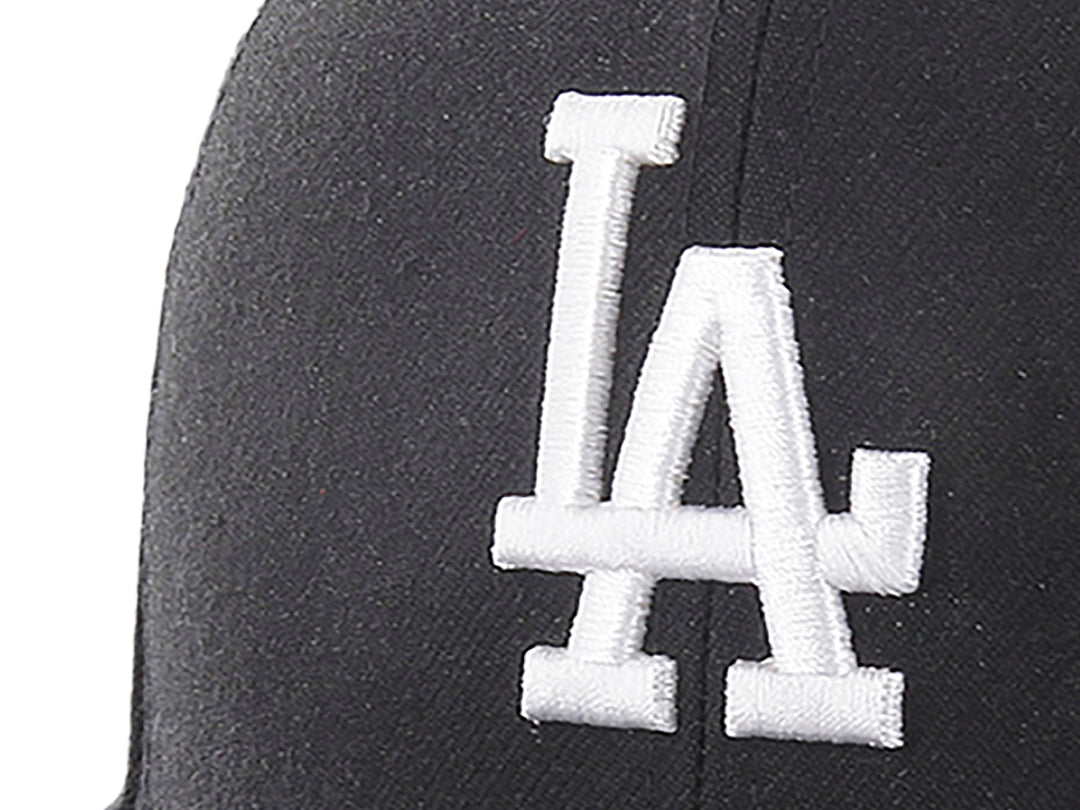 Gorra de béisbol negra de 47 Brand con logotipo blanco de los Dodgers de Los Ángeles y visera plana.