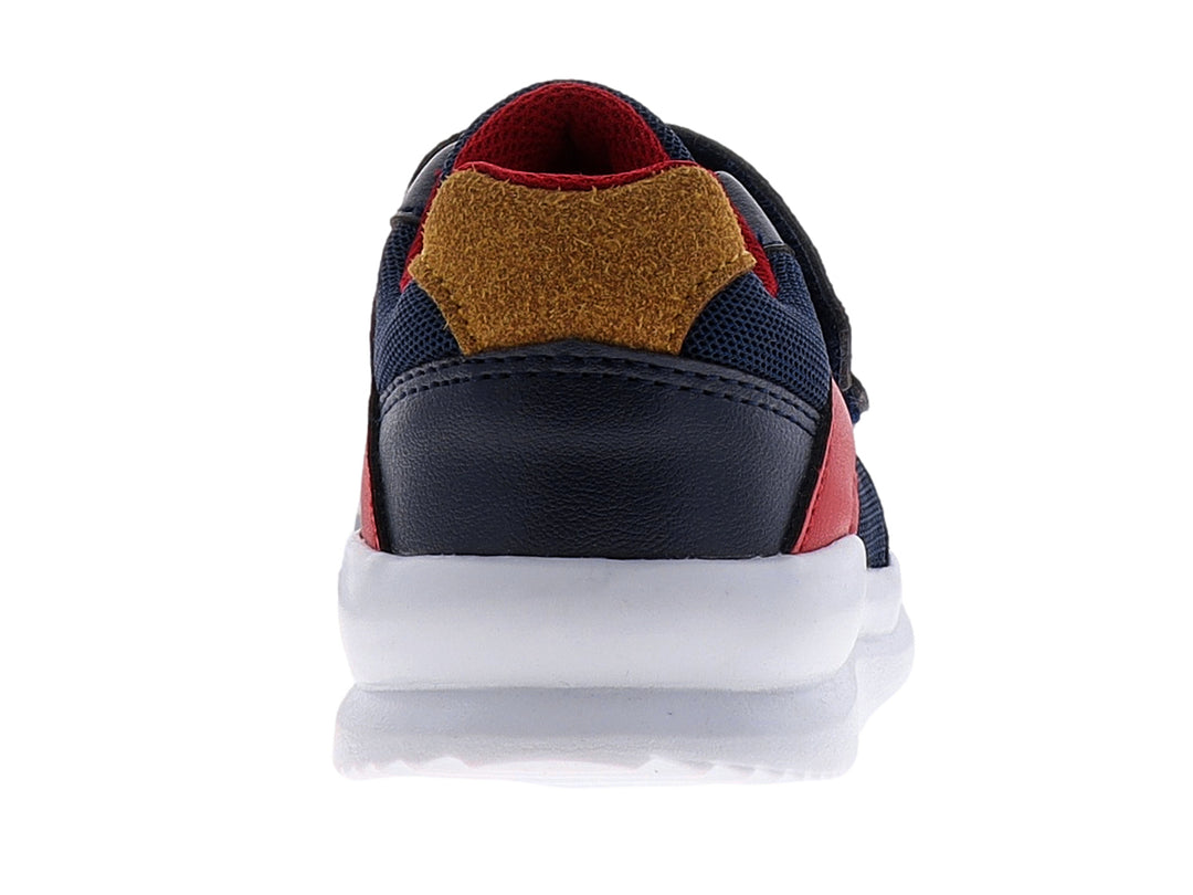 Zapato deportivo infantil PP PONY color azul marino con detalles en rojo y suela blanca.