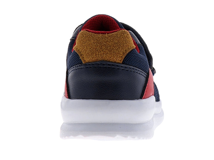 Zapato deportivo infantil PP PONY color azul marino con detalles en rojo y suela blanca.