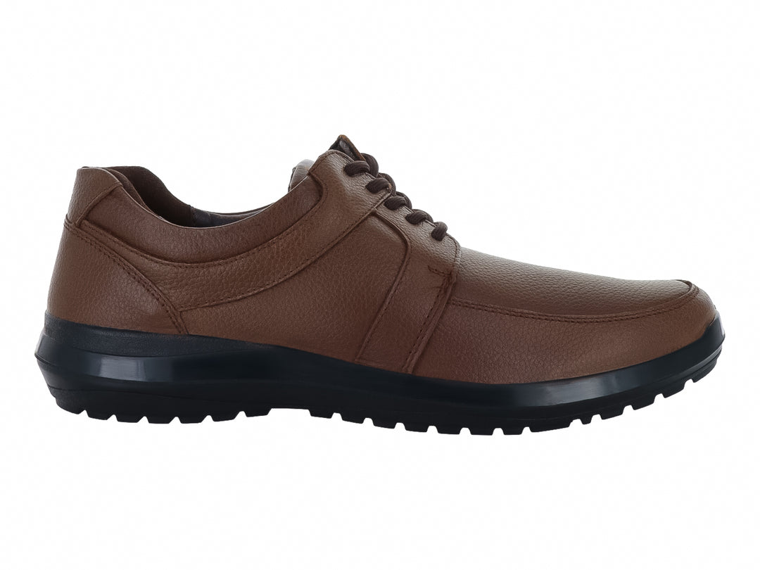 Zapato casual LARESPI modelo 901 Flother color barista en tono marrón con suela negra y cordones.