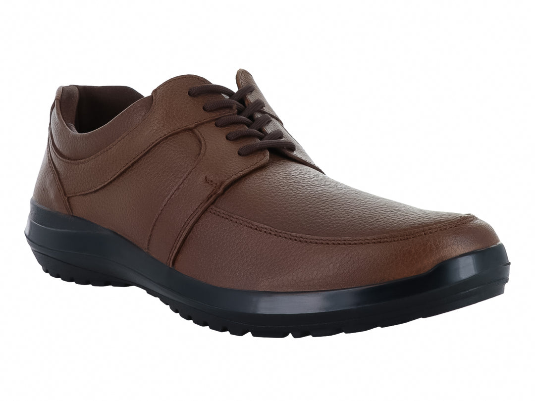 Zapato casual LARESPI modelo 901 Flother color barista en tono marrón con suela negra y cordones.